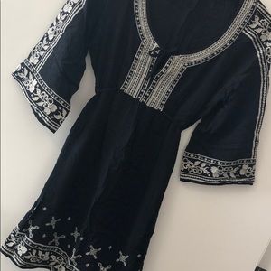 Boho summer dress with elbow length sleeves